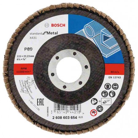 BOSCH Listkowa tarcza szlifierska X431, Standard for Metal, 115 mm, 22,23 mm, 80 260860365